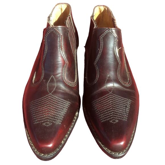 Original Western Boots by Standy Made in France Size 43 US 9 Red Brown Leather - Picture 1 of 5